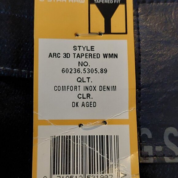 G-Star Raw ARC 3D Tapered Cropped Dark Aged INOX Denim Blue Jeans Sz 26 NWT - Picture 10 of 10